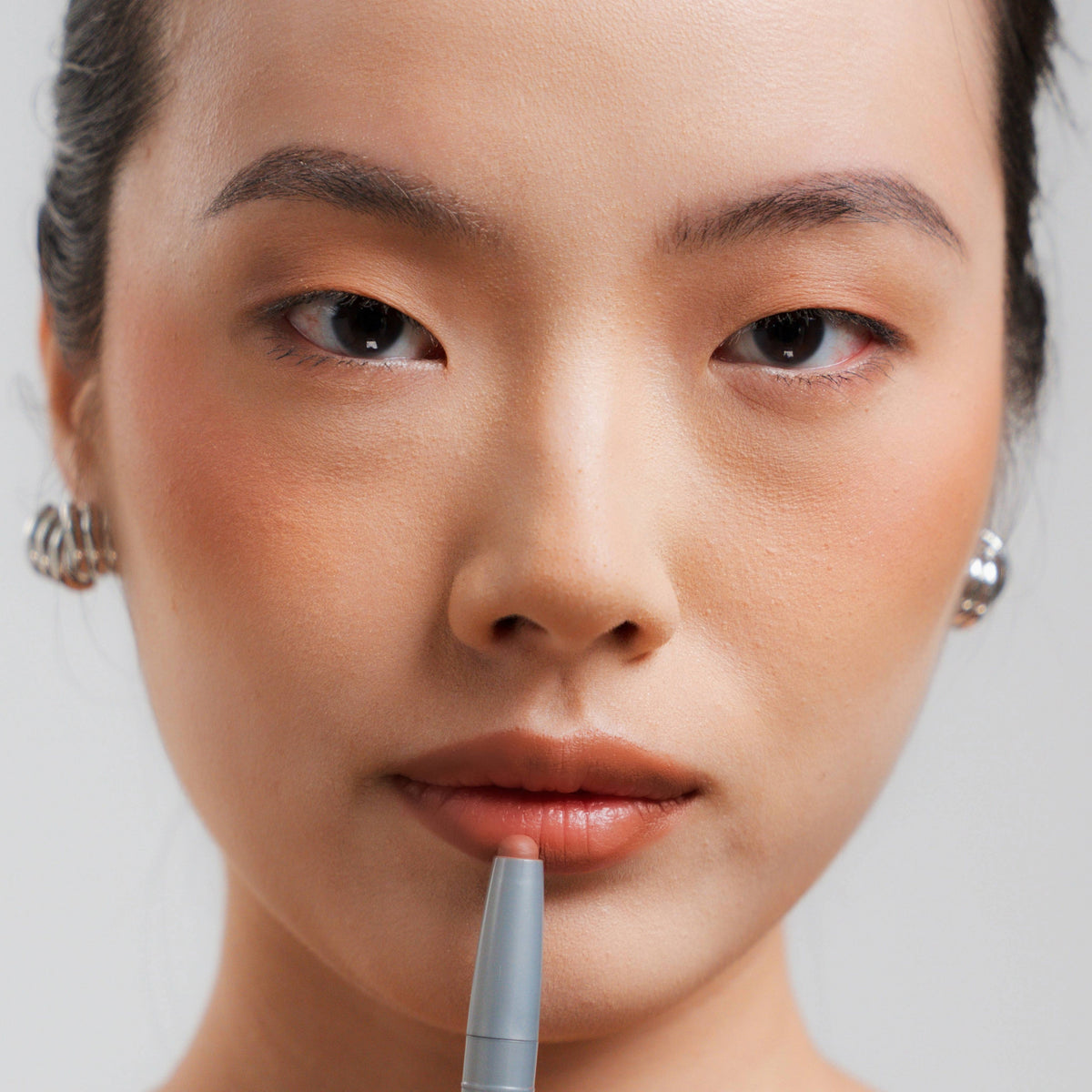 Soft Blur Lip Liner in Chai on fair skin